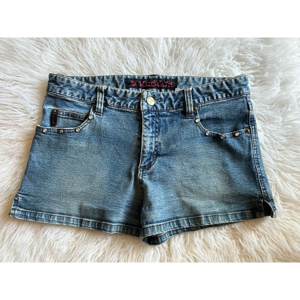 Mudd Jeans Studded Vintage Denim Short Shorts y2k 30” Waist